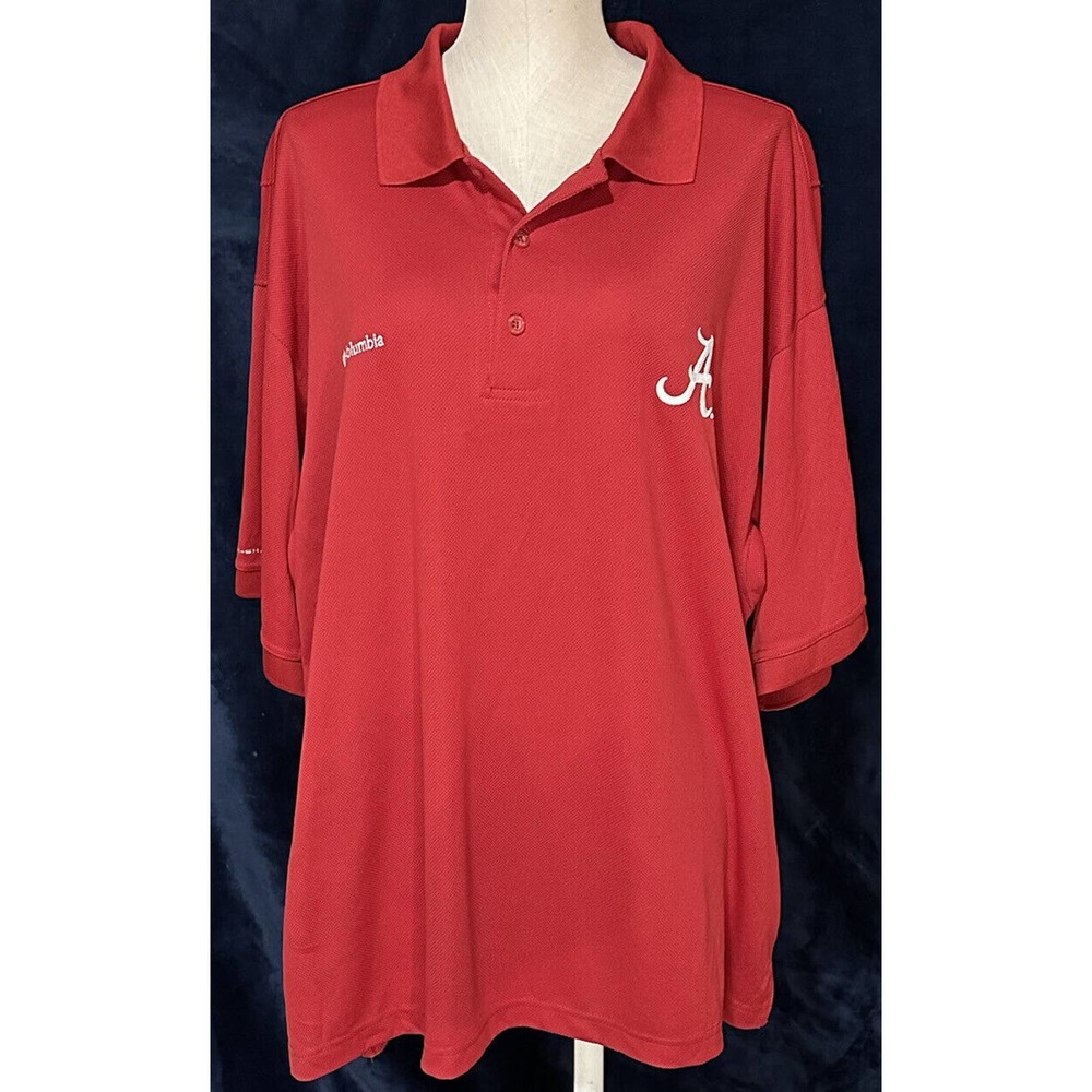 Alabama Crimson Tide Polo Shirt Adult X-Large Red Columbia PFG Omni-Shade Casual